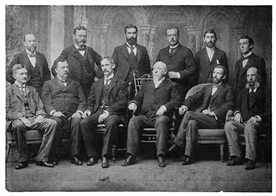 Historic group portrait of the founding faculty of the University of Texas Medical Branch.