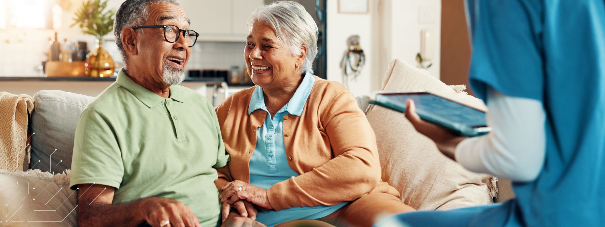 older adult couple at home