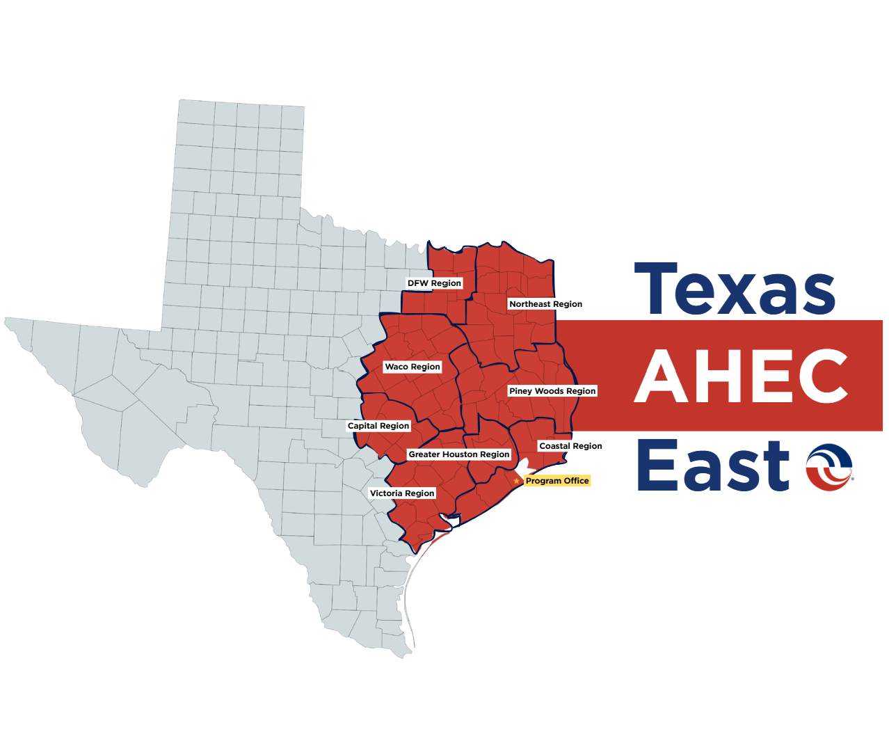 Texas AHEC East 2025 Map